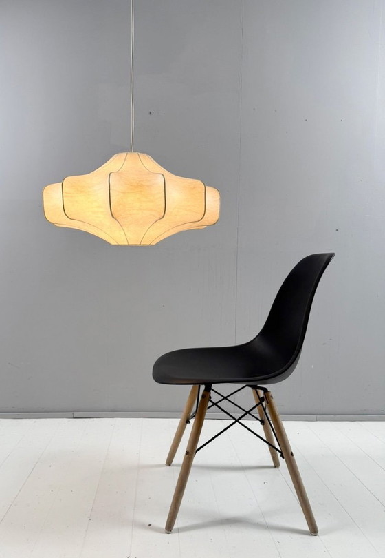 Image 1 of Mid-century Cocoon pendant lamp by Friedel Wauer for Goldkant Leuchten, Germany, 1970s.