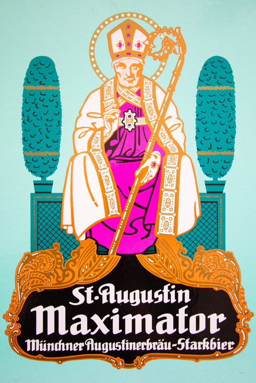 Original German beer sign / Maximator Starkbier Augustiner Bräu / 1970s / 34.5x49.5cm / 13.5x19.5in