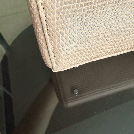 Image 1 of DIOR LADY MINI - EXOTIC LIZARD BEIGE COLOR SILVER HARDWARE