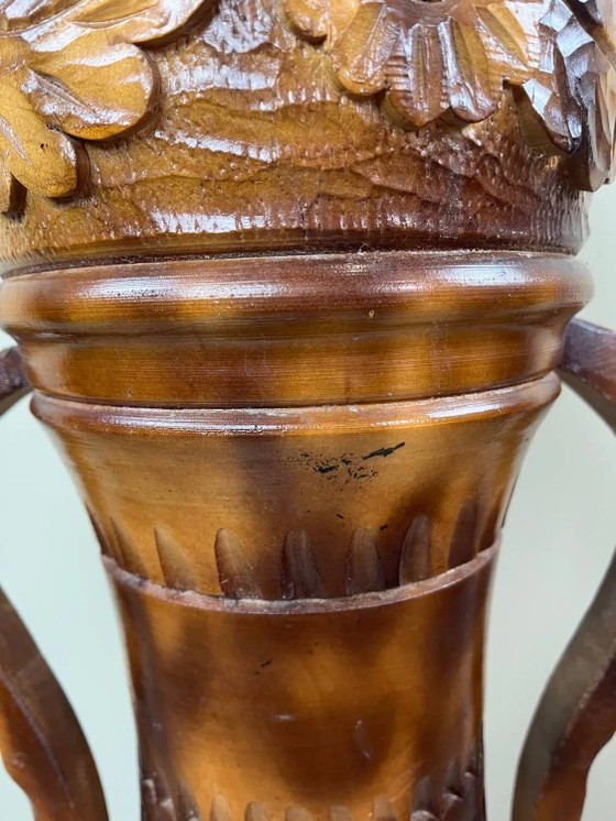 Bedeutende geschnitzte Holzvase – Pflanzkübel, Wood (photo 7 of 16)