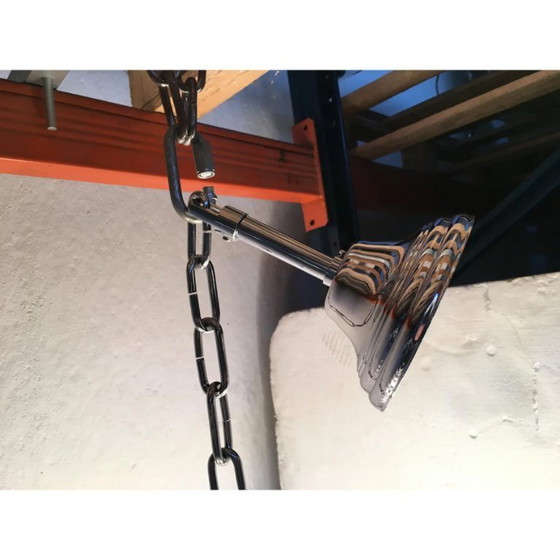 Image 1 of Witte en transparante "Selle" Murano glazen kroonluchter in Mazzega-stijl