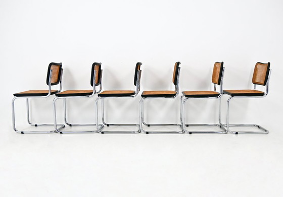 Image 1 of Eetkamerstoelen stijl B32 van Marcel Breuer, set van 6