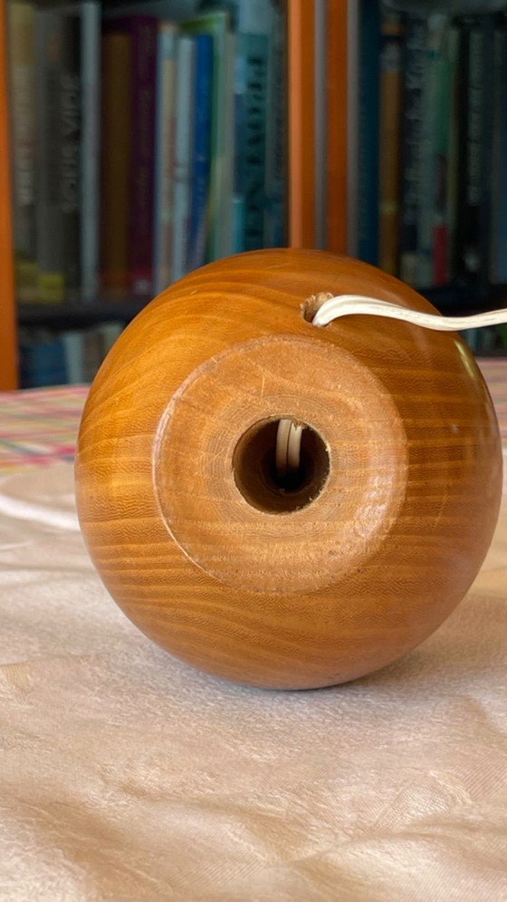 Scandinavian Mid-Century Wooden Sphere Table Lamp – Plastic (photo 8 of 10)