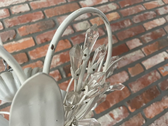 Image 1 of Plafondlamp met bloemenmotief en glazen ornamenten, jaren 50, Duitsland
