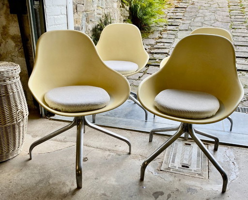 Set aus 4 Vintage-Drehstühlen „Jakob“ – Entwurf von Chris Martin für IKEA (ca. 2000) – Vergilbung der Sitzfläche
