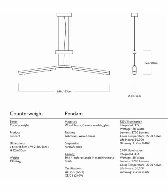 Image 1 of Lampada a sospensione con contrappeso Roll & Hill