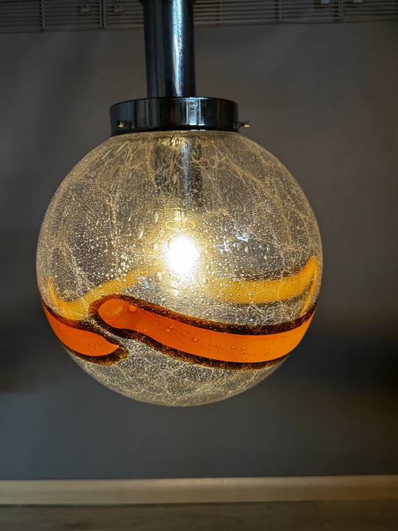Mazzega Murano Glas-Pendelleuchte, Pendelleuchten, Metall, Orange (Foto 13 von 30)