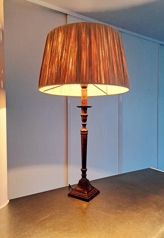 Image 1 of Lampada da tavolo Bellino in rame e rattan