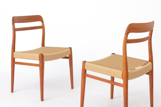 Set van 4 Alf Aarseth Model 145 eetkamerstoelen, teakhout en Deens papierkoord, Gustav Bahus, Noors – Wood (photo 6 of 10)