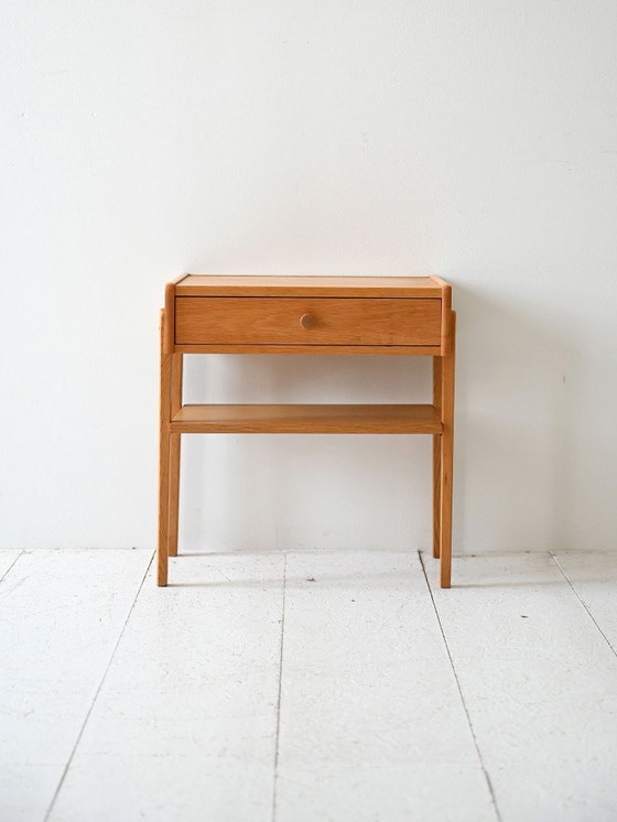 Image 1 of Scandinavian Vintage Teak Nightstand with Shelf
