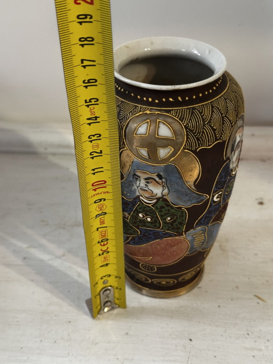 Image 1 of 2 Japanese Satsuma Vases, 16 cm high