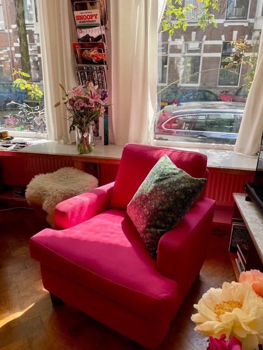2x Stylish pink lounge chair - Made in Holland designer armchair:
