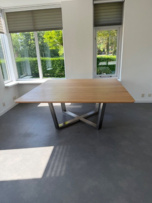 Solid oak whitewash dining table
