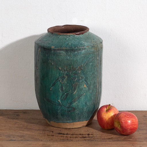 Antieke turquoise groene vaas (ca. 1820) #34
