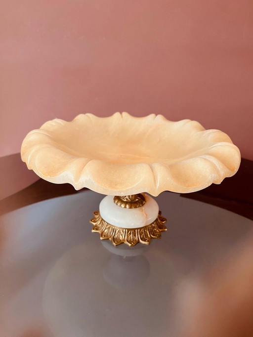 Cuenco de alabastro sobre base de latón - Alabastras Miquel