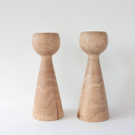 Paire de Bougeoirs en Bois style Design Danois, années 1970 – Bougeoirs et chandeliers, Wood (photo 4 of 10)