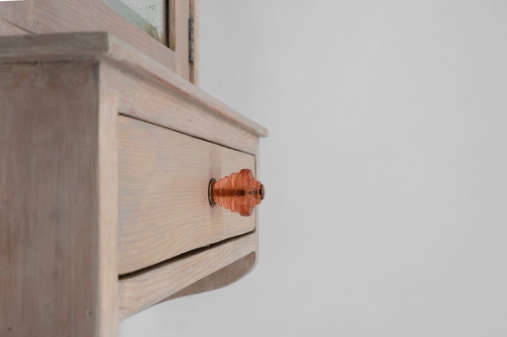 Image 1 of Gabinete de afeitado o botiquín Art Decó francés en madera con espejo, años 20