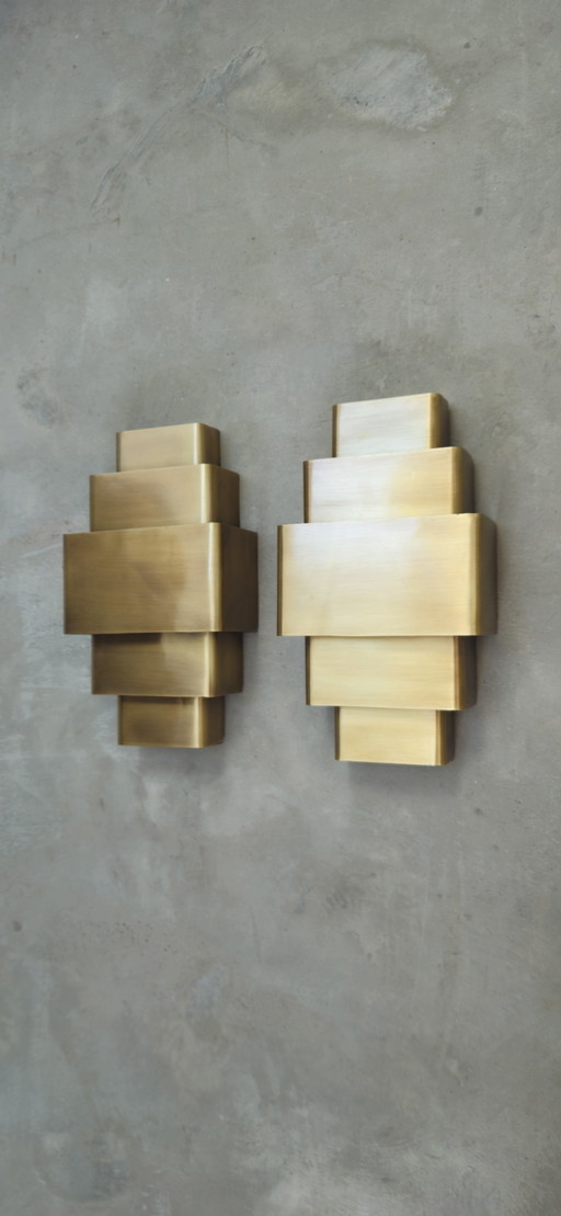 2 hermosas lámparas de pared estilo Art Déco – wandlampen, Brass (photo 2 of 5)