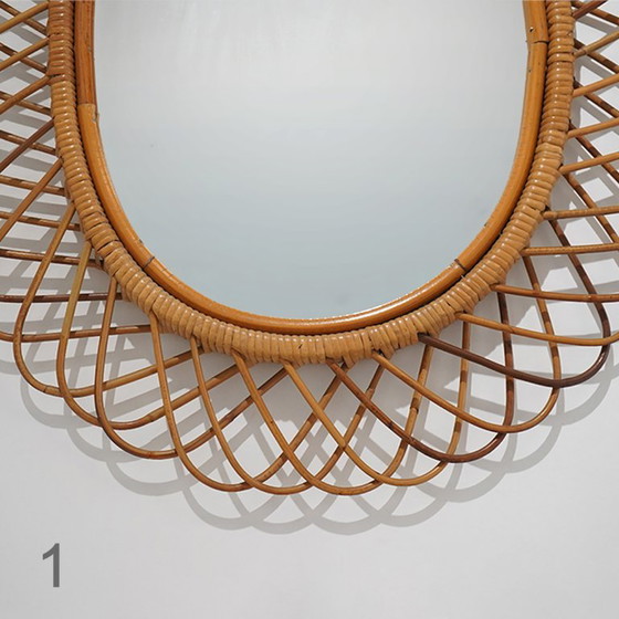 Wall Mirror With Rattan Frame, 1950s – Glass (photo 9 of 15)
