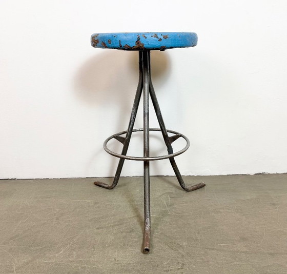 Image 1 of Grey Industrial Workshop Stool, 1960s