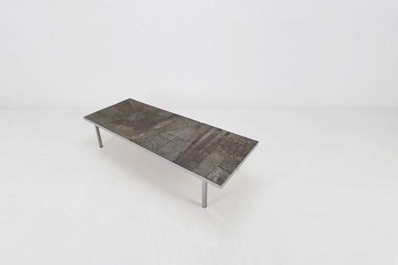 Image 1 of Table basse brutaliste faite et signée par Pia Manu, années 1960