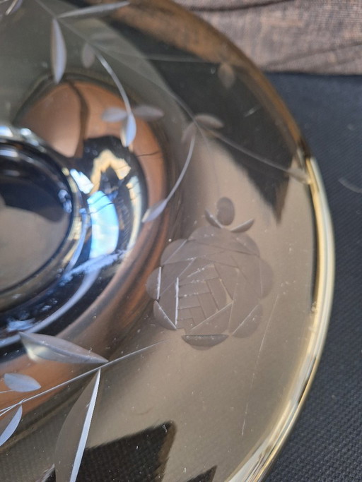 Beautiful Art Deco Glass bowl, marked Tchecoslovaquie