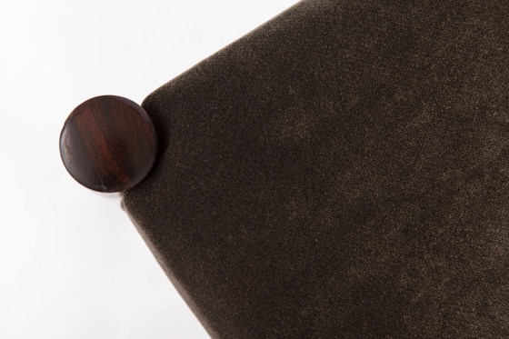 Image 1 of Set of 3 Vintage Rosewood Dining Chairs, 1960s Mid Century Modern Chairs, Restored Wooden Chairs, Upholstered Seats