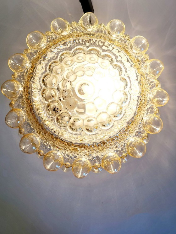 Image 1 of Lampada da parete o da soffitto in vetro vintage, con rilievo a bolle, stile spaziale, anni '70