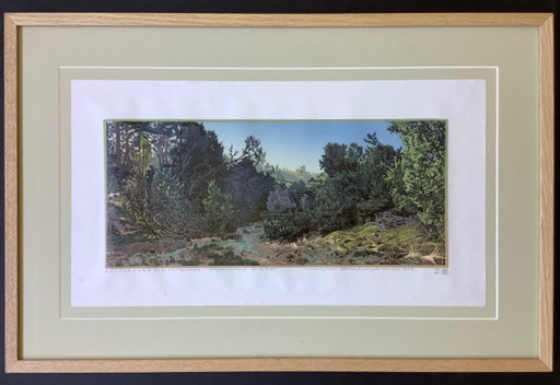 Estampe en couleurs de Siemens Dijkstra – lithos zeefdrukken, Wood