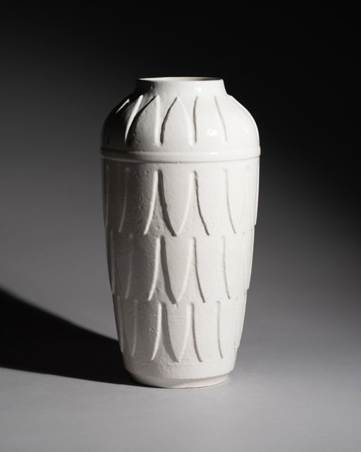 Vase de sol blanc Bay Keramik (modèle 8040), céramique ouest-allemande des années 1960-1970, H 40 cm