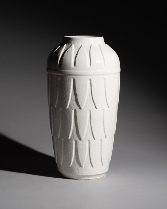 Image 1 of Vase de sol blanc Bay Keramik (modèle 8040), céramique ouest-allemande des années 1960-1970, H 40 cm