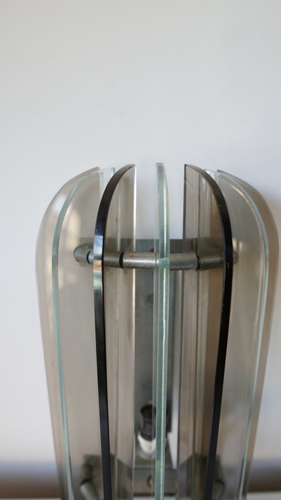 Image 1 of VECA Italian Wall Sconce for Fontana Arte - Chromed Steel and Crystal Glass - 1960s