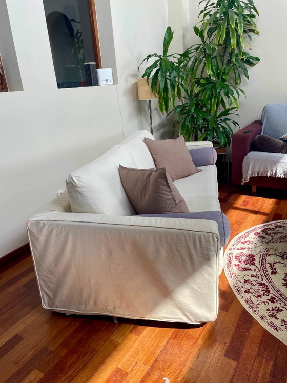 B&B Italia Baisity Fabric Three Seater Cream Sofa Couch – Metal, Textile (photo 3 of 8)