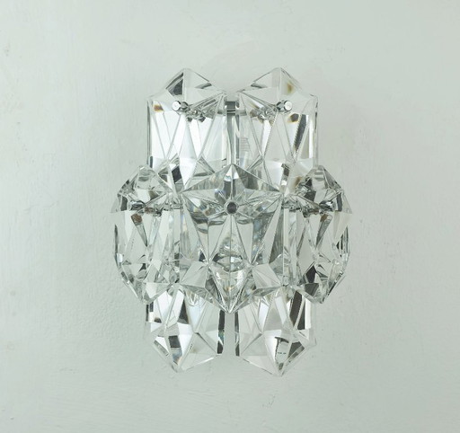 elegant mid century sconce crystal glass prisms and chrome by kinkeldey 1960s