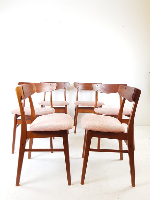 6 sedie da tavolo danesi farstrup nuove imbottite rosa