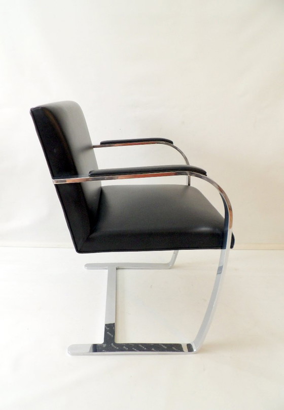 Image 1 of 2x Knoll Int. Sedia Brno, Sedia a sbalzo / Freischwinger Stuhl, Mies van der Rohe, Acciaio piatto cromato, rivestimento in pelle