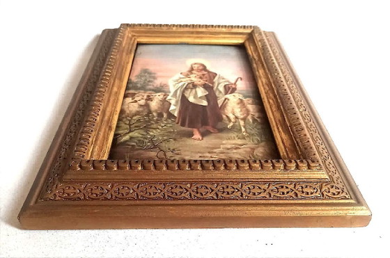 Image 1 of Tableau Huile sur bois Le Christ Bon Berger Fin 19e
