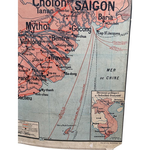 Vintage Schule Plakat Vidal lablache n°40 Cochinchine