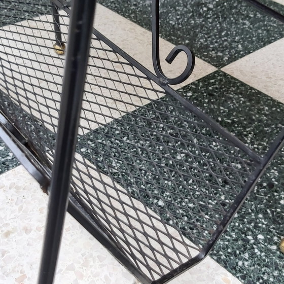 Image 1 of Vintage Mosaic Side Table in Wrought Iron and Ceramic