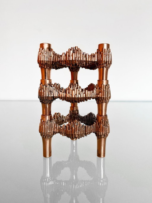 Vintage 70s BMF Quist Nagel kandelaar koperkleurig