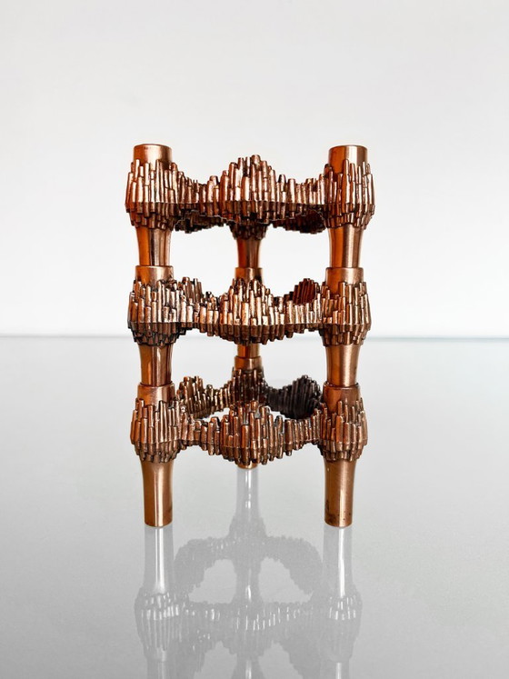 Image 1 of Vintage 70s BMF Quist Nagel kandelaar koperkleurig