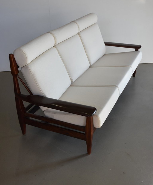 Reupholstered Mid Century Design Highback Sofa