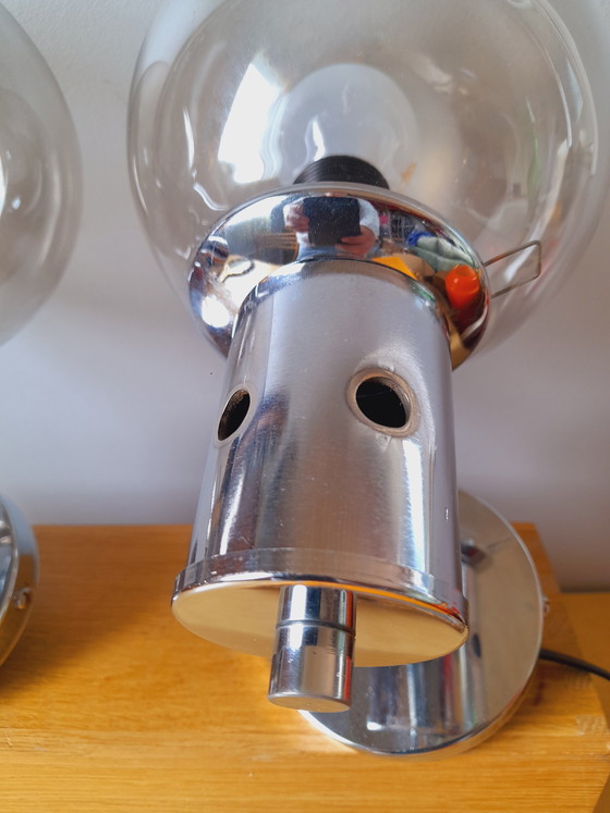 Image 1 of Par de apliques de pared cromados, década de 1970.