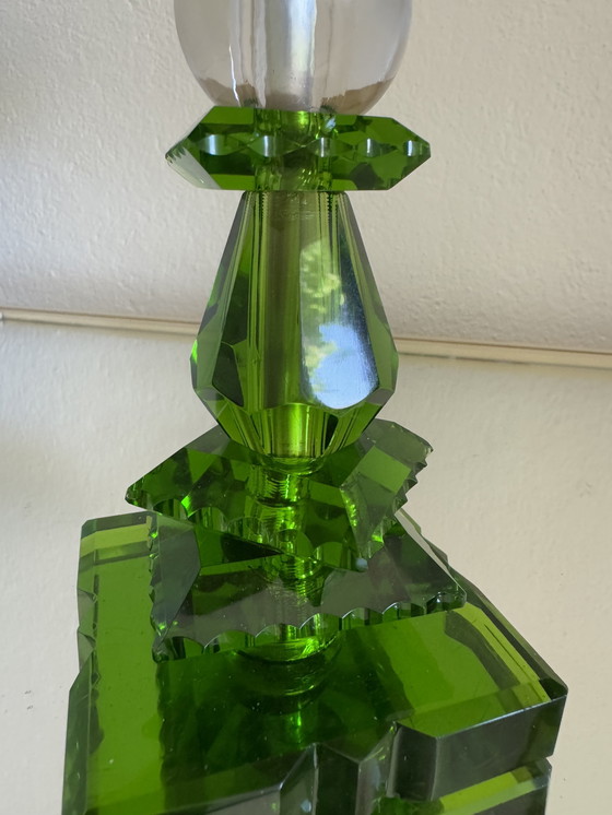 Image 1 of Art Deco emerald crystal lamp