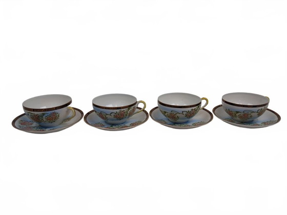 Image 1 of Tasses et soucoupes en porcelaine japonaise en forme de coquille d'œuf