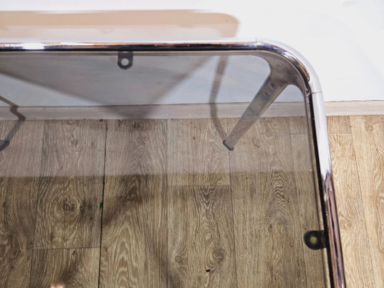 Image 1 of Mid-Century Modern Coffee Table – Chrome and Smoked Glass, Italy, 1970s.