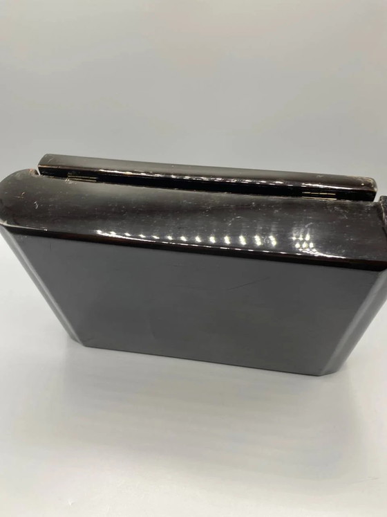 Black Lacquered Jewelry Box – Mother-of-Pearl Inlays – Pagoda Scene and Figures – Decorative Objects, Silk (photo 5 of 7)