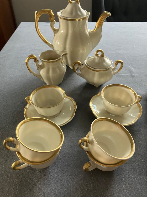 Vintage 10-piece mocha tableware set – Ćmielów, Gold, Porcelain (photo 6 of 7)