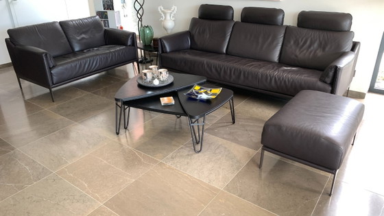 Durlet brand Seating area, 3-seater, 2-seater and ottoman – Leather, Metal (photo 2 of 10)
