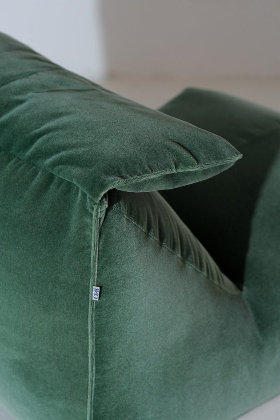 Image 1 of Mario Bellini for C&B Italia 'Le Bambole' Chaise Lounge in Eden Green Velvet Mohair